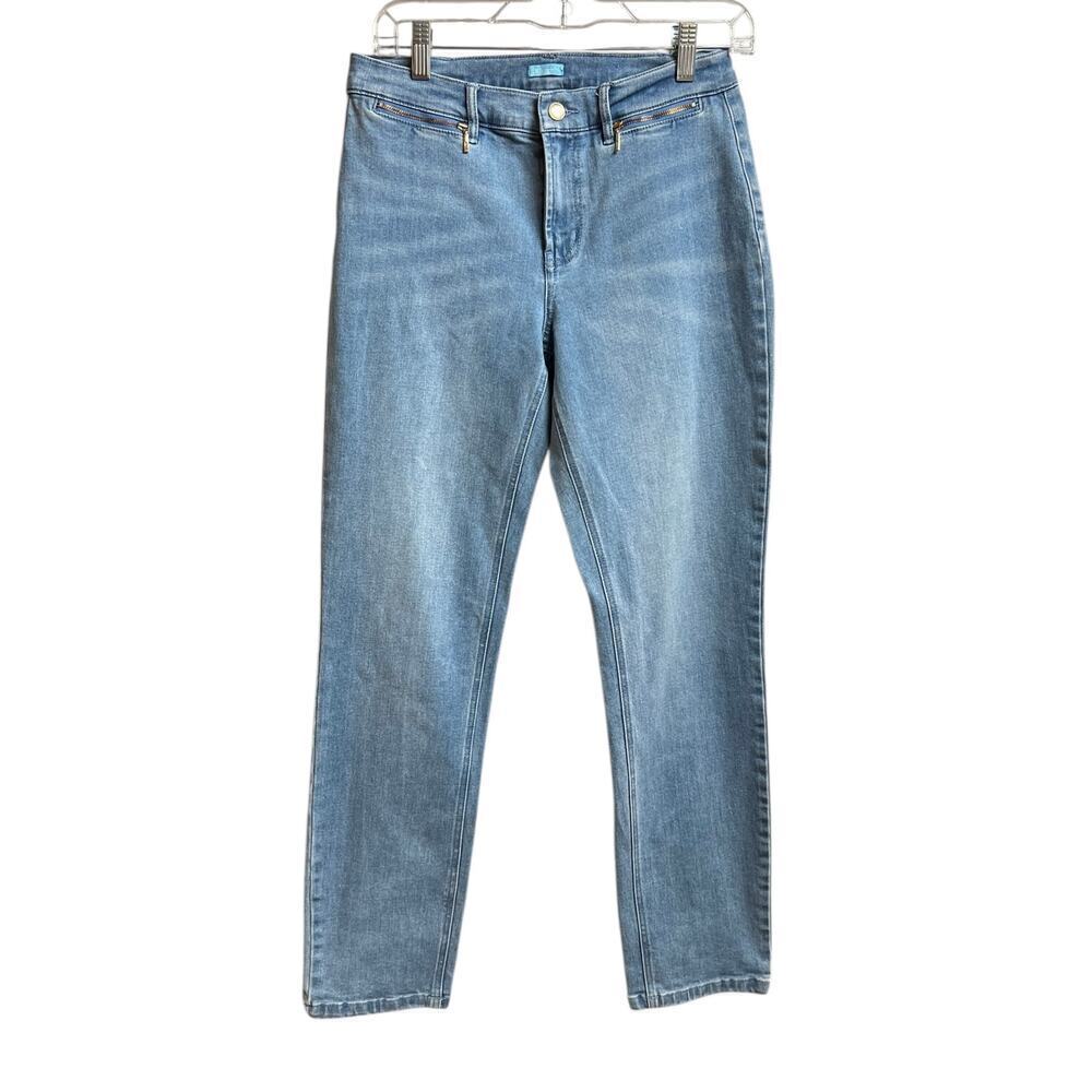 J. McLaughlin Stretch Denim Jeans Light Wash Zip Pockets